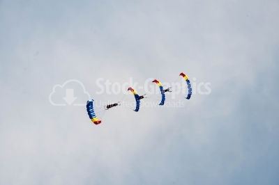 Sunny sky traced by romanian skydivers