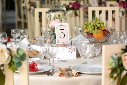 Table with lots of details made for a wedding fest