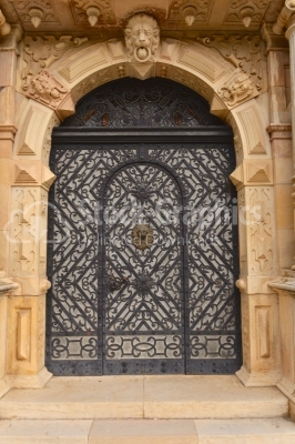 The interior door, inner courtyard of Peles Castle in Romania