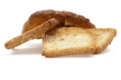 Toasted bread slices isolated over white