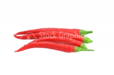 Top view of line composition chilli red peppers isolated