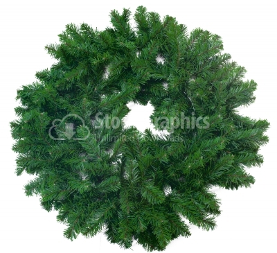Traditional green christmas wreath isolated on white background