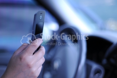 Transportation and vehicle concept - man using phone while drivi