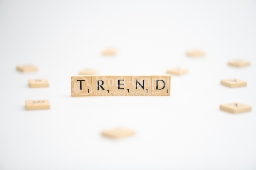 TREND word written on white background. TREND text on white
