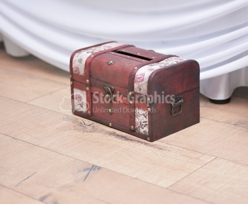 Vintage wedding chest. Box for money. Old wedding coffer