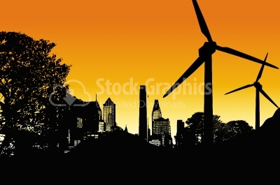 Wind generators background stock photo