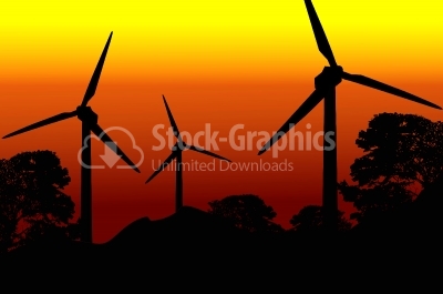 Wind generators background stock photo