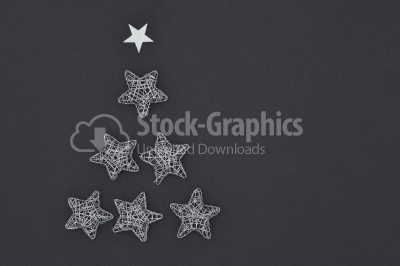 Wireframe Sparkly Silver Stars Arranged as a Christmas Tree