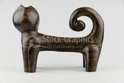 Wood carved cat - Stock Image