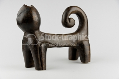 Wood carved cat - Stock Image