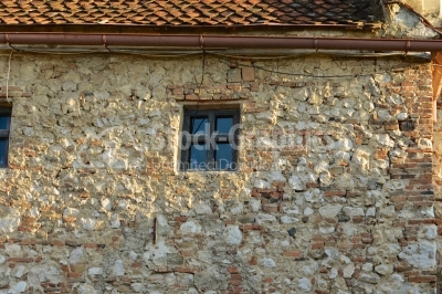 Wood window on ancient construction