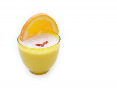 Yogurt with orange slice