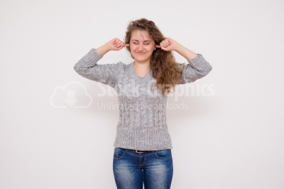 Young angry unhappy stressed woman 