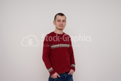 Young man in red sweater