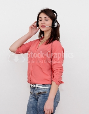 Young people enjoying music - Stock Image