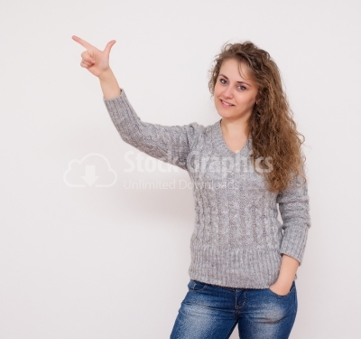 Young woman showing number 2 isolated on white 