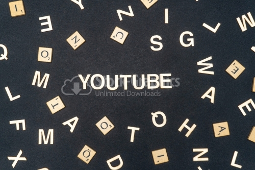 YOUTUBE word written on dark paper background. YOUTUBE text for your concepts