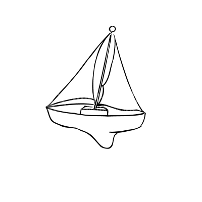 Boat Doodle Black and White Vector Clipart