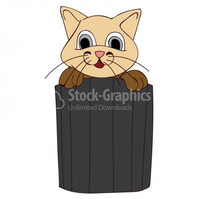 Brown happy kitten in a box. - Illustration