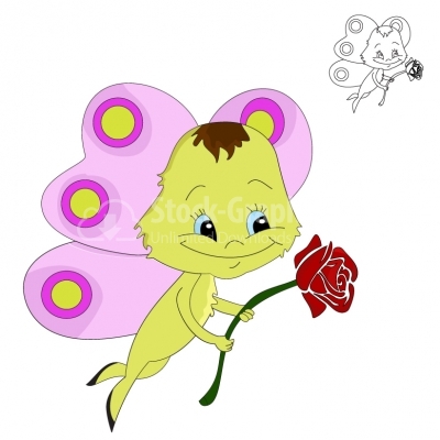 Butterfly holding a rose