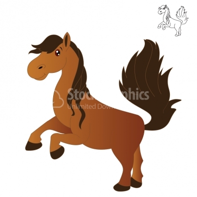 Cartoon Horse Standing - Illustration