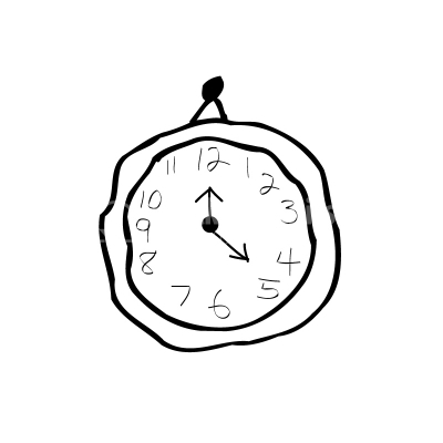 Clock Doodle Black and White Vector Clipart
