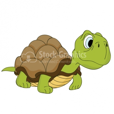 Cute Cartoon Turtle - Illustration