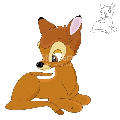 Cute deer cartoon - Illustration
