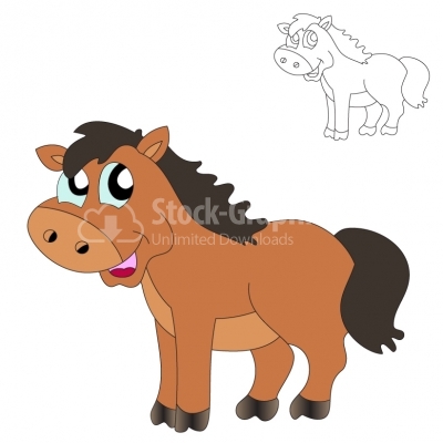 Cute Horse Farm Animal Vector Illustration - Illustration