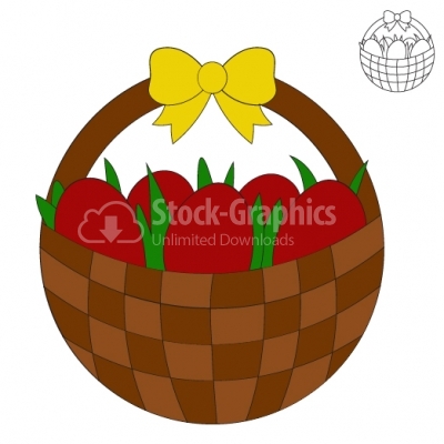 Easter basket with color eggs