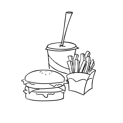 Fast Food Lineart Vector Clipart