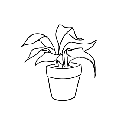 potted plants clipart black and white