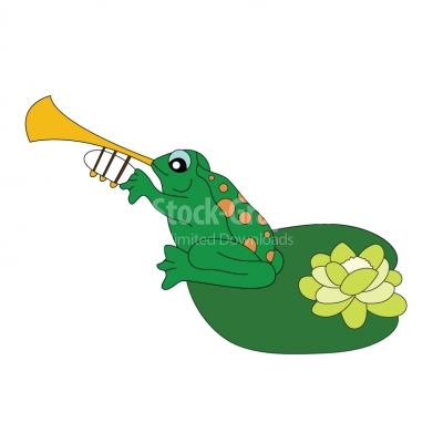 Frog playing the trumpet vector