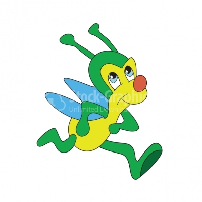 Green insect running - Illustration