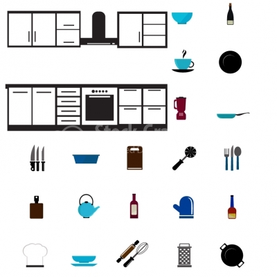 Kitchen tools and furniture Icons - Illustration