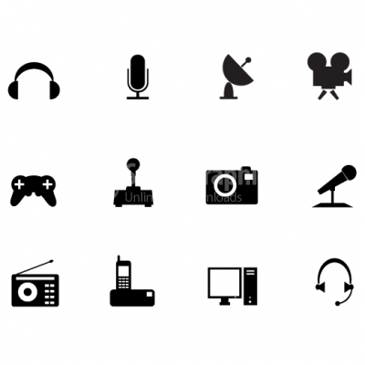 Media black icon set - Illustration