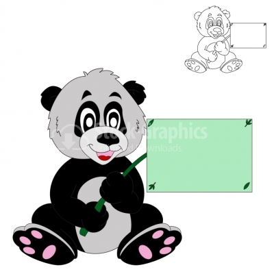 Panda holding a blank sign - Illustration