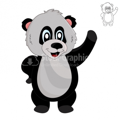Panda waving his hand - Illustration - Animals And Pets - Stock Graphics