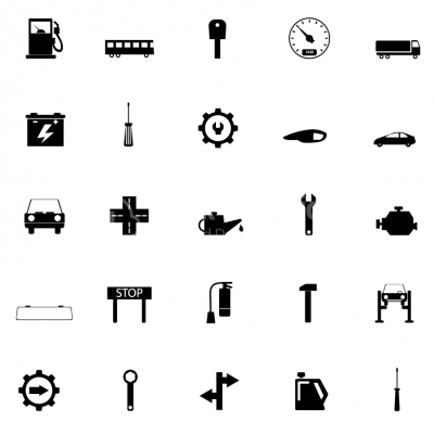 Set icons of auto, car parts, repair and service - Illustration