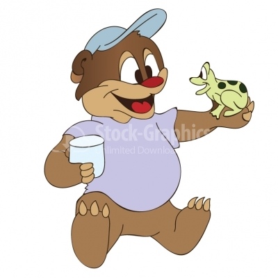 Sweet bear holding a frog