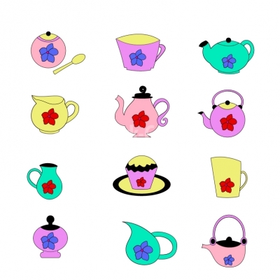 Teapots and tea accessories - Illustration